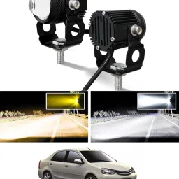 Twin Mini LED Lights High/Low Beam Amber and White For Etios Liva Toyota 2010 Fog Lamp Car, Motorbike, Truck, Van LED for Toyota (12 V, 55 W)-image-55