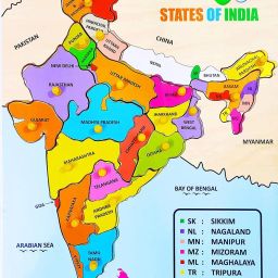 India map with states and Capital wooden puzzle with Knobs-10