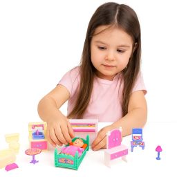 Portable Dollhouse Playset, 20 Pieces Toy House with Furniture, Toddler Gift Set-40