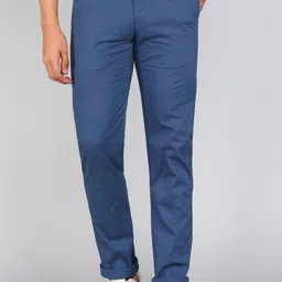 peter england Men Regular Fit Blue Cotton Blend Trousers-picture-47