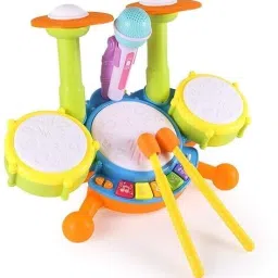 Kids Drum Set Toddler Toys with Adjustable Microphone Musical nstrument Playset-picture-30