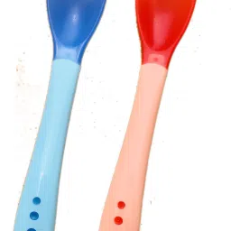 Silicone Tip Heat Sensitive Silicone Spoons | Temperature Sensing Spoons | Fork Set - Pack of 2 (Red & Blue)- Silicone-5