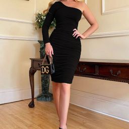 houseofcommon Women Bodycon Black Knee Length Dress-picture-38