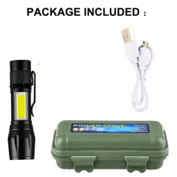 benson Rechargeable Torch Super Biright Pocket Mini Zoom COB USB Charging 5 hrs Torch Emergency Light image 2