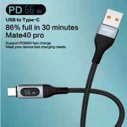 DUDAO USB Type C Cable 6 A 1 m Tough Unbreakable Braided Nylon L7MAX 66W PD Smart Digital Display Fast Charge and Data Sync Data Cable image 4