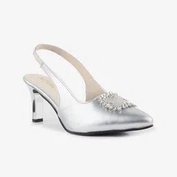 AXIUM Pointed Toe Embellished Party Slim Mules With Backstrap image 2