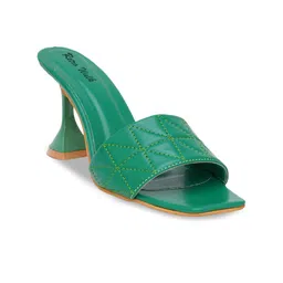 Retro Walk Textured Open Toe Block Heels image 2