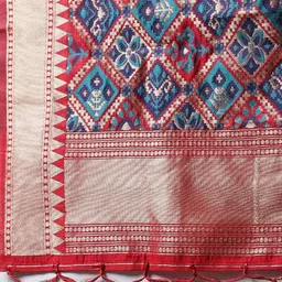 LOOM LEGACY Red & Blue Printed Dupatta with Zari image 4