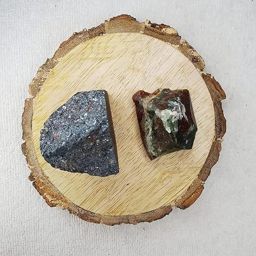 Hematite & Blood Stone Combo with Wooden Natural Bark Coaster for Healing Polished Round Crystal Stone-image-27