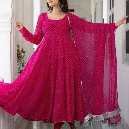 Applique Georgette Stitched Anarkali Gown-image-33
