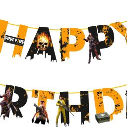 Free Fire Birthday Party Decorations - Happy Birthday Banner Pubg Themed Birthday Party Decorations Supplies Banner Banner-image-24