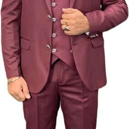 Men Single Breasted Solid Suit-image-67
