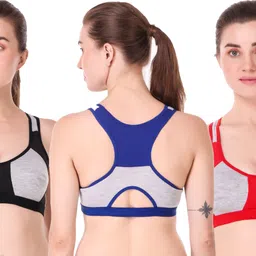 empisto Pack of 3 Women Sports Non Padded Bra-picture-30