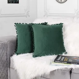STITCHNEST Green 2 Pieces Velvet Square Cushion Covers-image-88