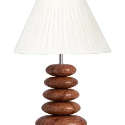Aura Off White Wood Traditional Abstract Shaped Table Lamp-53