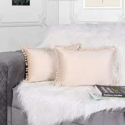 STITCHNEST Beige 2 Pieces Velvet Rectangle Cushion Covers-image-93