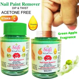 PREMIUM QUALITY Dip & Twist Instant Nail Paint Remover with GREEN APPLE: - Acetone Free, Enriched with Vitamin C or Vitamin E. No parabens. No sulphates. (UNIT 2)-11