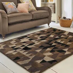 saral home Brown Abstract Cotton 4 ft x 6 ft Machine Made Carpet-picture-23