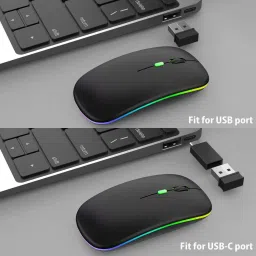 FKU ULTRA SLIM 2.4Ghz WIRELESS MOUSE,MOUSE PAD WITH TYPE C CONNECTER & CLEANING KIT Wireless Optical Mouse with Bluetooth image 3