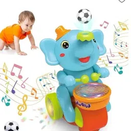 Elephant Musician Toy Walking Drum Playing with 2 Ball Electric Toys for Kids-4