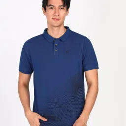 Men Printed Polo Neck Cotton Blend Blue T-Shirt-image-2