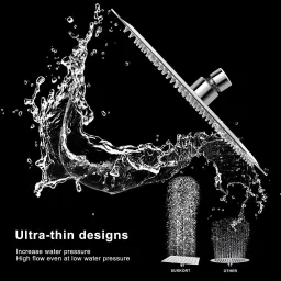 fastgear Bathroom Shower Chrome Finish 10X10Inch Shower Head with 24inch Arm Bathroom Shower Set Rain Flow image 4