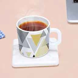 Larah by BOROSIL Nivaah 12 Pcs White & Grey Geometric Printed Opalware Mugs - 180 ML Each image 5