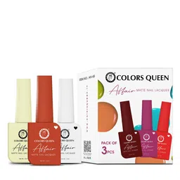 Colors Queen Set of 3 Affair Long Lasting & Chip-Resistant Matte Nail Lacquer - 13 ml each image 4
