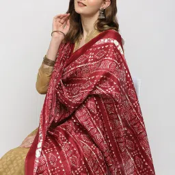 Silk Blend Printed Maroon Women Dupatta-image-55