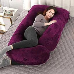 j shape Polyester Fibre, Microfibre Solid Pregnancy Pillow Pack of 1-image-48