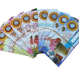 Designer Multicolored Sagun Cash Gift Money Envelopes with One Rupee Coin Envelopes-0