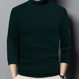 Men Solid High Neck Green Sweater-image-95