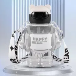 Happy Mini Cool Water Bottle, Removable Strap Leak proof Straw Sipper For Kids-image-7