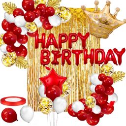 Birthday Decoration Combo - Red, White & Gold-image-33
