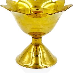 Akhand Brass Diya for Puja, Traditional Lotus Shaped Diya for Pooja Room, Brass Table Diya-image-74