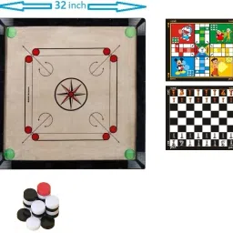 Lazer Full Size 32 Inch Small With Chess Board + Carrom Coins 1.5 Inch Frame 82 cm Carrom Board-picture-17