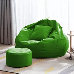 XXXL Faux Leather Leatherette Bean Bag with Footrest and Cushion Filled with Beans Bean Bag ChairWith Bean Filling-24