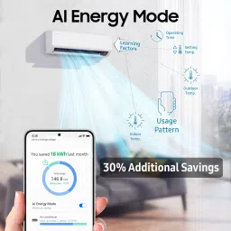 samsung 2025 Model Easy Filter Plus (Anti-Bacteria) 2 Ton 3 Star Split Inverter AC with Wi-fi Connect- White image 4