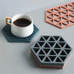 hiroxa Silicone Trivets Mat Set of 6 - Heat Resistant, Non-Slip, Large Multi-Color Pads Solid Trivet image 4