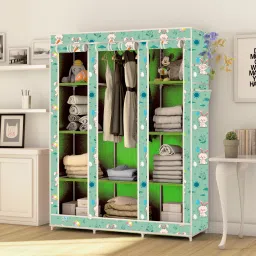 10 Layer Elegent Print Carbon Steel Collapsible Wardrobe-image-86