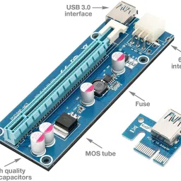 Xsentuals PCI-E Riser for Mining, PCIE 1x to 16x Graphics Card Extension Cable GPU Riser Adapter USB 3.0 6-Pin PCIE to SATA Power Cable for Bitcoin Litecoin Ethereum Mining ETH (60CM) GDDR4 16 GB NVIDIA Chipset 64 bit 120 MHz Graphics Card image 5
