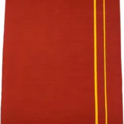 Bs Trendz B's Trendz Men's Traditional Red Cotton Dhoti with Golden Yellow Border Solid Men Dhoti-1