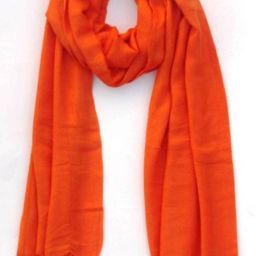 Solid Cotton Blend Women Orange Scarf-image-41