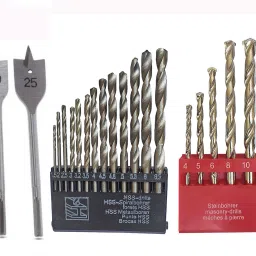 Heavy duty Drill bit set 13pc HSS 5pc Masonry and 5pc Wood and 6pc Flat wood bit set (Pack of 4 set)-0