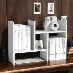 Wooden Book Shelf for Home, for Living Room Book Rack for Library (White H) Engineered Wood Open Book Shelf-19