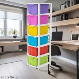 6 layer Plastic Modular Drawer System for Home and Office Plastic Kitchen Trolley-image-70