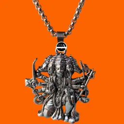 Oxidized Silver Plated Panchmukhi Hanuman Ji Spiritual Pendant Chain For Men Sterling Silver Stainless Steel Pendant Set-image-42