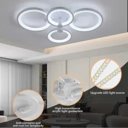 shri mahal antiques 54W LED Ceiling Light for Living Room 3-Color LED Ceiling Light with Remote Chandelier Ceiling Lamp image 2