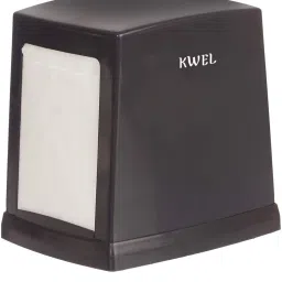 kwel Double Side Cube Table Top L-Fold Tissue Dispenser with 2 Packets-Black Paper Dispenser image 2