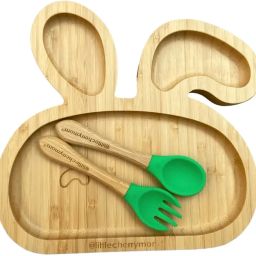 "BUNNY BAMBOO SUCTION PLATE (with fork and spoon) " - Bamboo-27